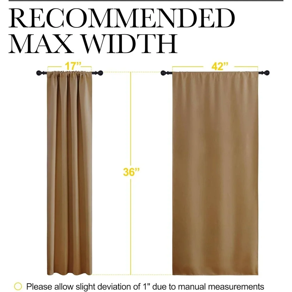 Gold Brown Blackout Curtains 2 Panel Set 42x36 Rod Pocket Triple Weave Shading